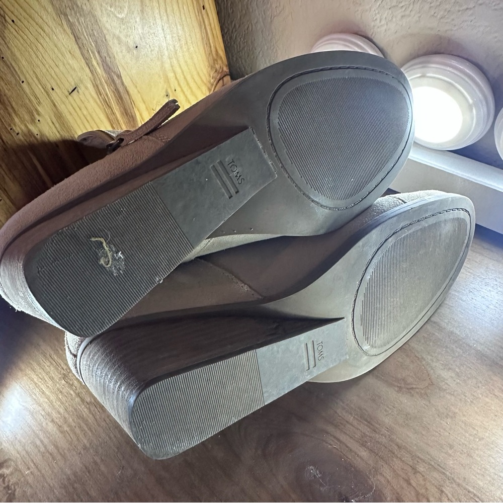 Toms Goldie Wedge Women's Suede Ankle Boots - Tan Size 8 - Picture 10 of 10